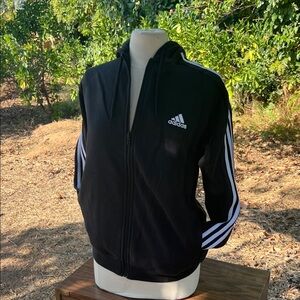 Adidas Black Hoodie with White Stripes